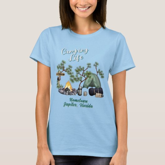 キャンピングライフテントキャンパーTシャツホームタウン Tシャツ (正面)