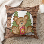 キャンピングランタンベアおもしろい装飾用クッション クッション (ブランケット)