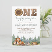 キャンピングワンハッピーキャンパーボーイの誕生日 招待状 (スタンド正面)