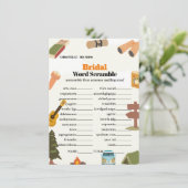 キャンピングワードスクランブルブライダルシャワーゲームカード 招待状 (スタンド正面)