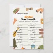 キャンピングワードスクランブルブライダルシャワーゲームカード 招待状 (正面)