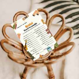 キャンピングワードスクランブルブライダルシャワーゲームカード 招待状