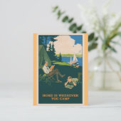 キャンピングヴィンテージトラベルポスター ポストカード (スタンド正面)