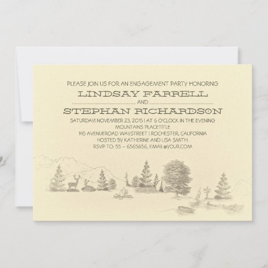 キャンピング婚約パーティの招待 招待状 (正面)