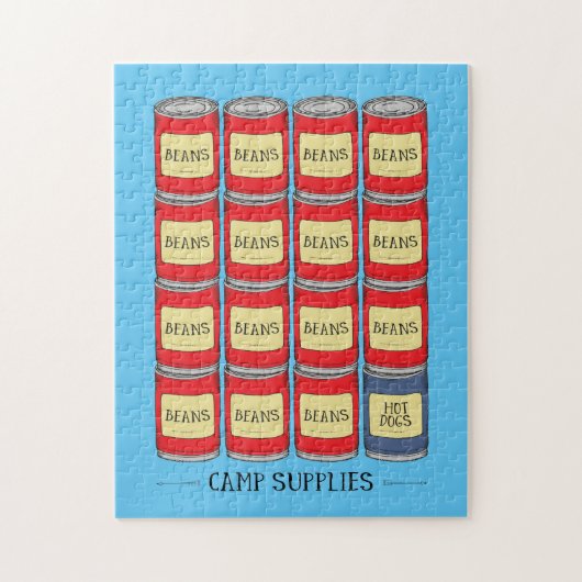キャンピング用品焼いたBeansおもしろい ジグソーパズル (縦)