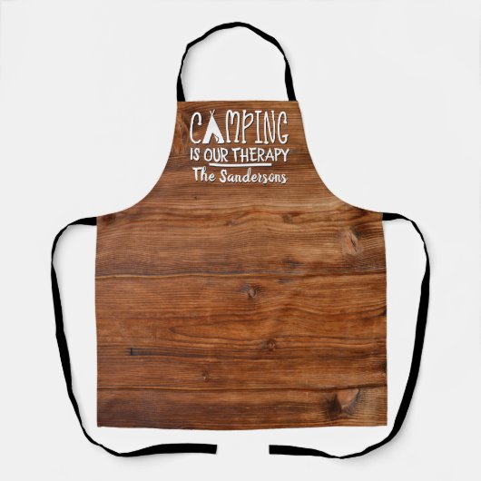 キャンピング素朴は私たちのセラピーテントファミリー名 エプロン (正面)