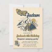 キャンピング素朴スリーポバーバースデーパーティー 招待状 (正面)