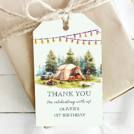キャンピング素朴バースデーパーティー ギフトタグ