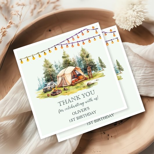 キャンピング素朴バースデーパーティー スタンダードカクテルナプキン