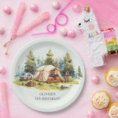 キャンピング素朴バースデーパーティー ペーパープレート (パーティー)