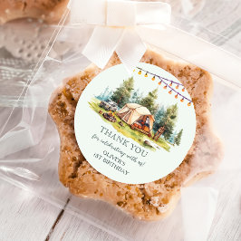 キャンピング素朴バースデーパーティー ラウンドシール