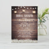 キャンピング素朴ランタンストリングライトブライダルシャワー 招待状 (スタンド正面)