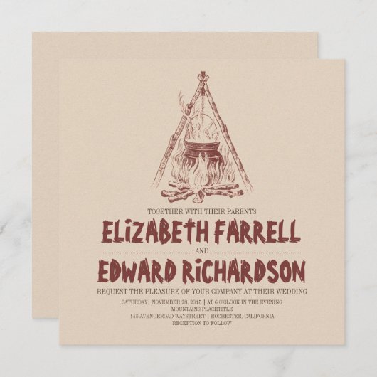 キャンピング結婚式招待状 招待状 (正面/裏面)