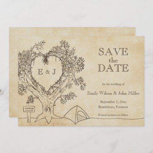 キャンピング ウェディング セーブ・ザ・デート アナウンスメント (正面/裏面)