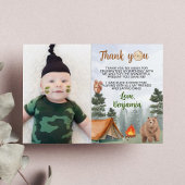 キャンピング・ウッドランドの誕生日パーティーお礼カード サンキューカード