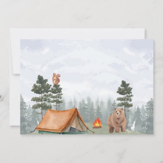 キャンピング・ウッドランドの誕生日パーティーお礼カード サンキューカード (裏面)