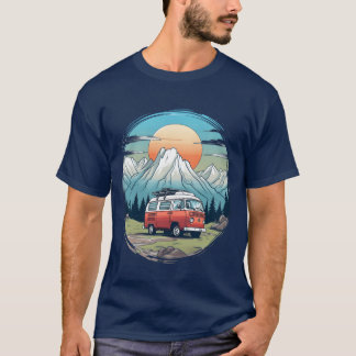 キャンピング キャンパー 山 自然 日の出 ギフト プレゼント Tシャツ