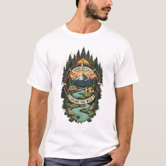 キャンピング デザイン Tシャツ
