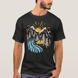 キャンピング ハイキング 山 自然 川 ビンテージ Tシャツ