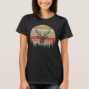 キャンピング ハイキング 森林 山 鹿 荒野 広告 Tシャツ