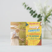 キャンピング バースデーパーティ 現代の子供たち ポストカード (スタンド正面)