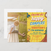 キャンピング バースデーパーティ 現代の子供たち ポストカード (正面/裏面)