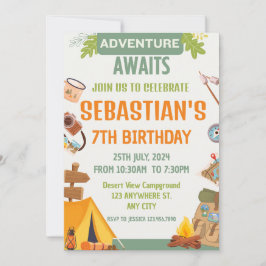 キャンピング バースデーパーティ 現代の子供たち 誕生日招待状 招待状