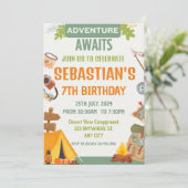キャンピング バースデーパーティ 現代の子供たち 誕生日招待状 招待状 (スタンド正面)