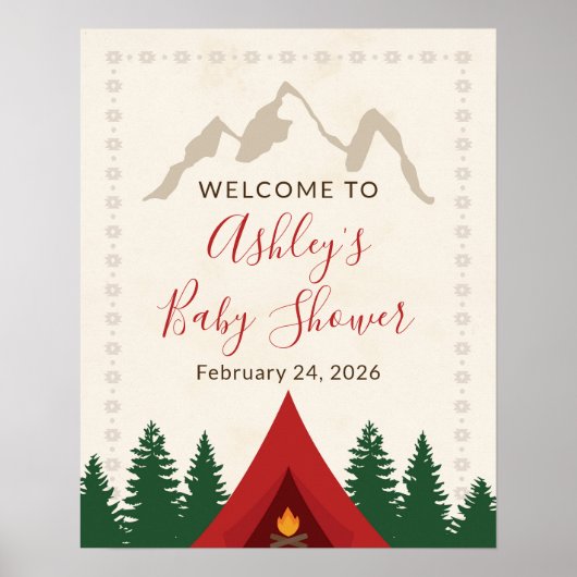 キャンピング フォレスト ベビー シャワー ウェルカム サイン (正面)