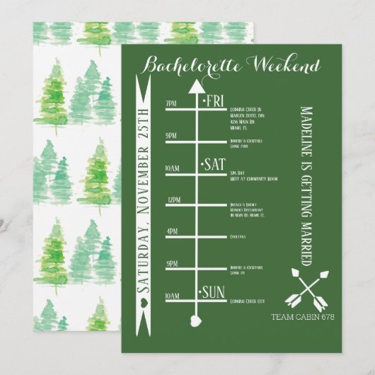 キャンピング ブライズ トリップ 週末旅行の予定 招待状 (正面/裏面)