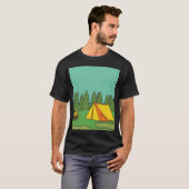 キャンピング 自然 レトロな ファミリー Tシャツ (正面フル)