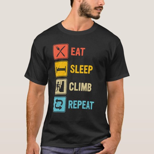 キャンピング 食べる 寝る 登る 繰り返す クラシック サマー Tシャツ (正面)