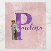 キャンピーパープル図解入りの、写真付きのきらめく文字P ワインラベル (シングルラベル)