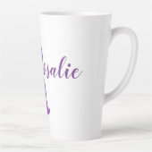 キャンピーパープル図解入りの、写真付きのきらめく文字R カフェラテマグ (右)