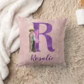 キャンピーパープル図解入りの、写真付きのきらめく文字R クッション (ブランケット)