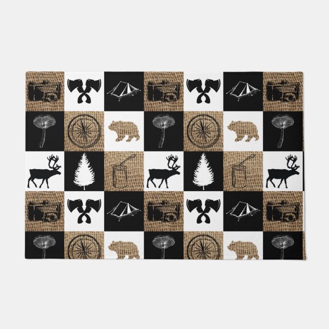 キャンピ素朴ングアウトドアアドベンチャー ドアマット (正面)