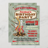 キャンピ素朴ングバースデーパーティ招待状 招待状 (正面/裏面)