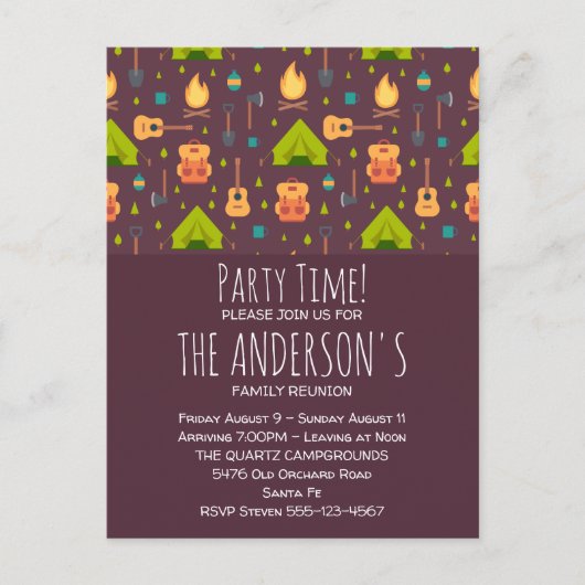 キャンピ素朴ングパターンテントとギター懇親会 ポストカード (正面)