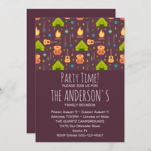 キャンピ素朴ングパターンテントとギター懇親会 招待状 (正面/裏面)