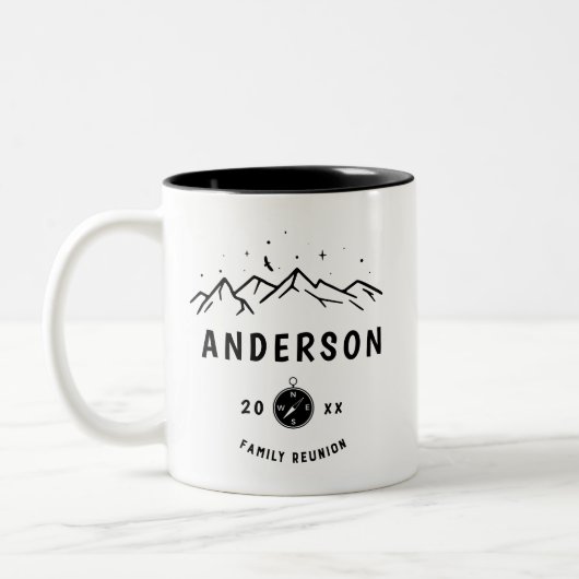 キャンピ素朴ングパーソナライズされたファミリー懇親会 ツートーンマグカップ (左)