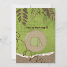 キャンピ素朴ングパーティー誕生日招待状