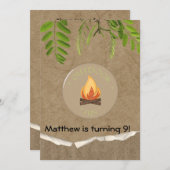 キャンピ素朴ングパーティー誕生日招待状 招待状 (正面/裏面)