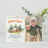 キャンピ素朴ング誕生日フォトサンキューカード 招待状 (スタンド正面)