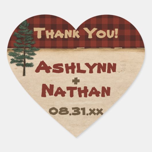 キャンピ素朴ング"Glamping"結婚式の引き出物シール ハートシール (正面)