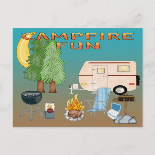キャンプおもしろいはがき ポストカード (正面)