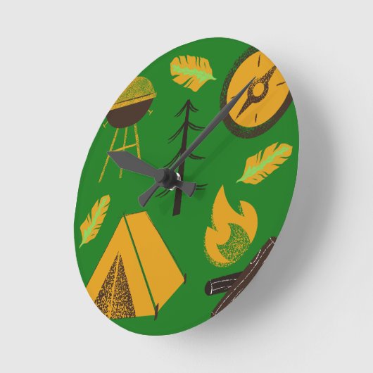 キャンプおもしろい活動 ラウンド壁時計 (傾斜)