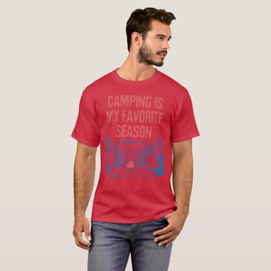キャンプが一番好きな季節 キャンパー 夏キャンプ v tシャツ (正面フル)