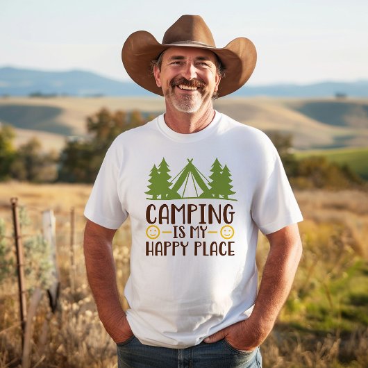キャンプが私の幸せな場所 Tシャツ
