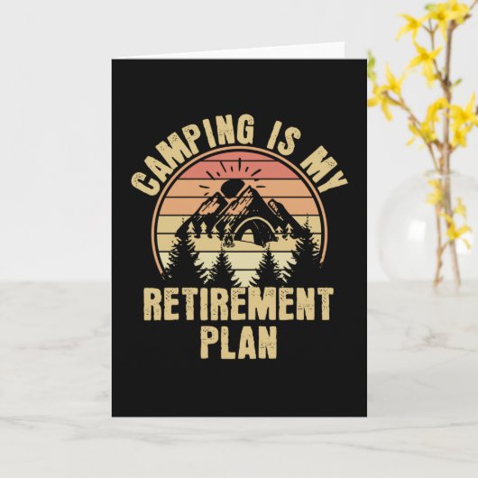 キャンプが私の老後計画 面白いキャンプギフト カード (黄色い花)