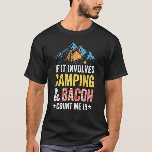 キャンプが絡むなら僕はベーコン派 ハイキング カジュアル Tシャツ (正面)